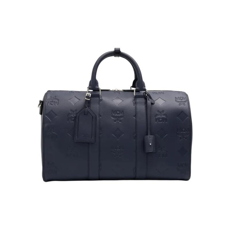 MCM Ottomar Leather Travel Bag Men's Marine Blue-0