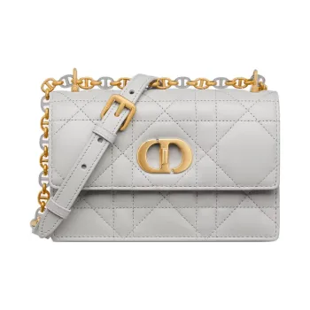 DIOR Miss Caro Sheepskin Shoulder Bag Mini Women's Cloud Mist Gray & Gray Ivory