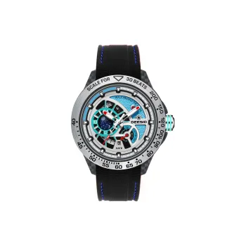 DEESIO Sun Moon Star Collection Automatic Mechanical Movement Rubber Strap Watch Men's Watches Silver Dial