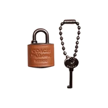 COACH Bag Charm Ball Chain Lock Key Pouch Charm Bag Accessory Women's Brown