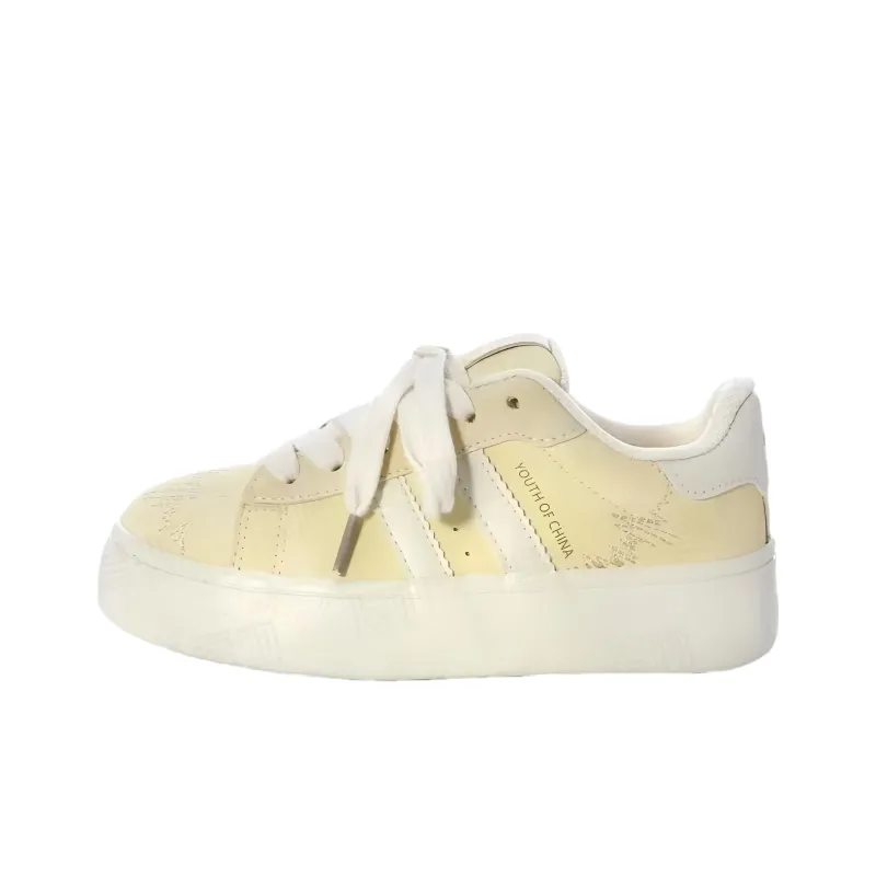 BINGO DUCK Slip Resistant Low Top Skateboard Shoes Women's Yellow-5