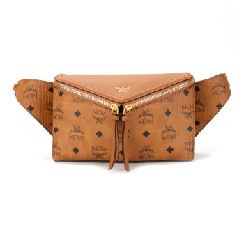MCM Canvas Fanny Pack Trumpets Women's Cognac