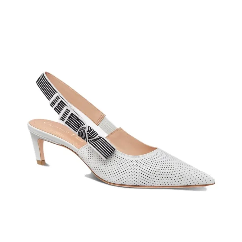 DIOR Toujours Slim Heel High Heels 5cm Women's White-2
