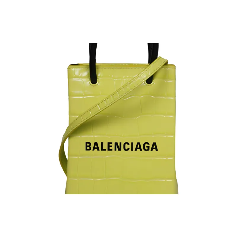 Balenciaga Balenciaga Luggage Collection Leather Handbag Unisex Neon Green-4