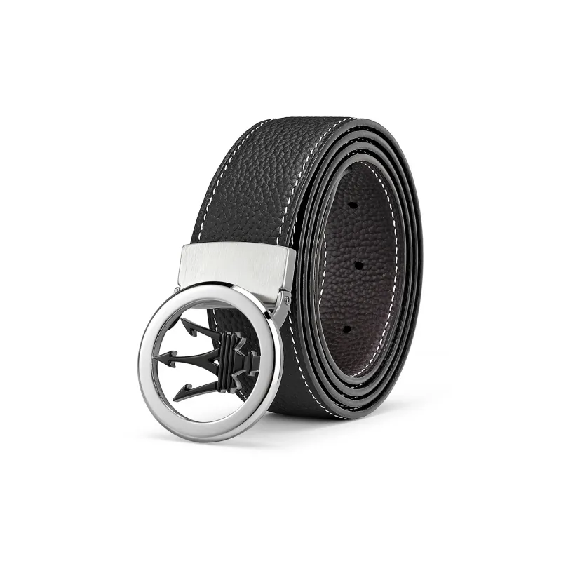 Maserati Top Grain Cow Leather Belts Men's Width 3.4cm-0