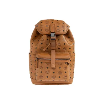 MCM Brandenburg Visetos Leather Backpack Medium Size Women's Brown