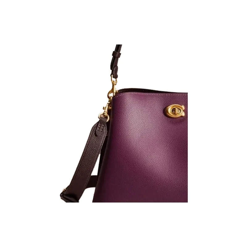 COACH Willow Pebbled Leather Crossbody Handbag, Shoulder Bag Large Size Women's Purple-2