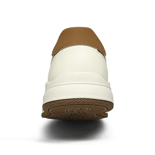 CROWN Anti-Slip And Wear-Resistant Lightweight Low-Top Skateboard Shoes Men's White Apricot-3