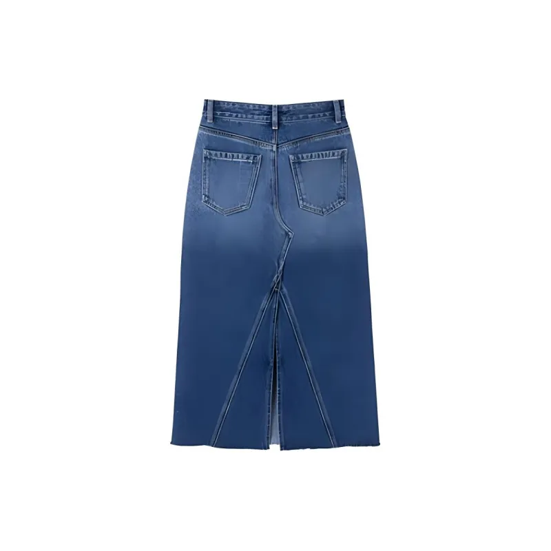 EKOOL Denim Long Skirts Women's Blue-1