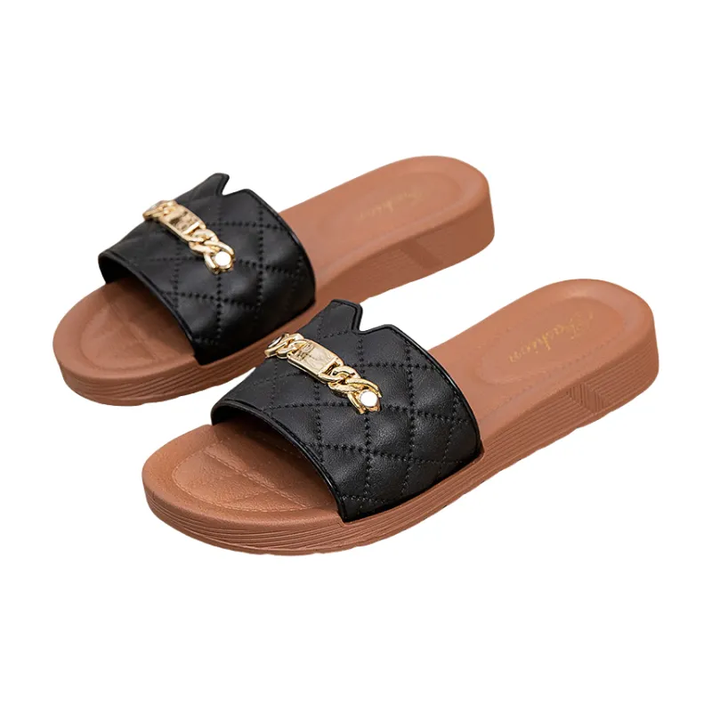 Yalu Preferred Home Slippers Black, White, Green-9