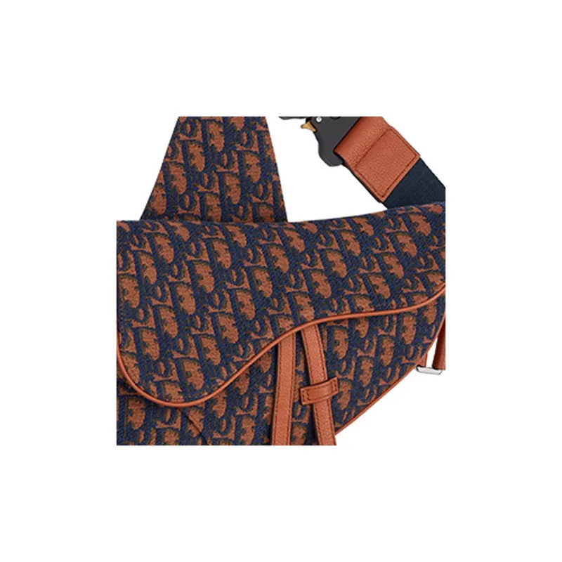 DIOR Saddle Nylon Fabric Saddle Bag Shoulder Bag Sling Bag Men's Navy And Camel-4