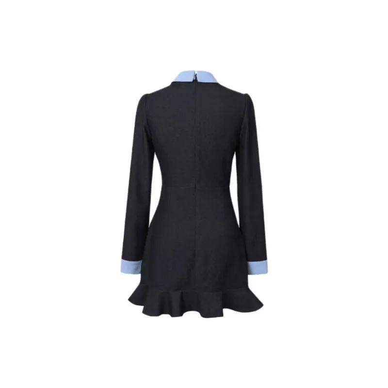 Manekniv Long Sleeved Dresses Women's Navy Blue-1