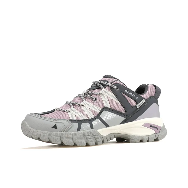 HUMTTO Cushioned Slip-Resistant Abrasion-Resistant Low-Top Trekking Shoes Women's Gray Pink Purple-1