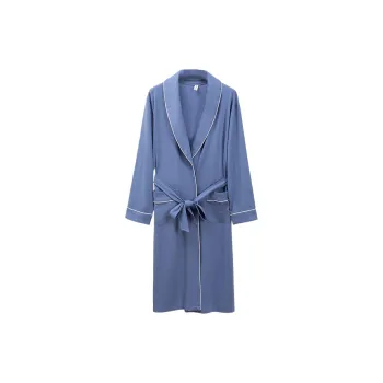 Cotton Gene Pajama Robe Men's Cerulean