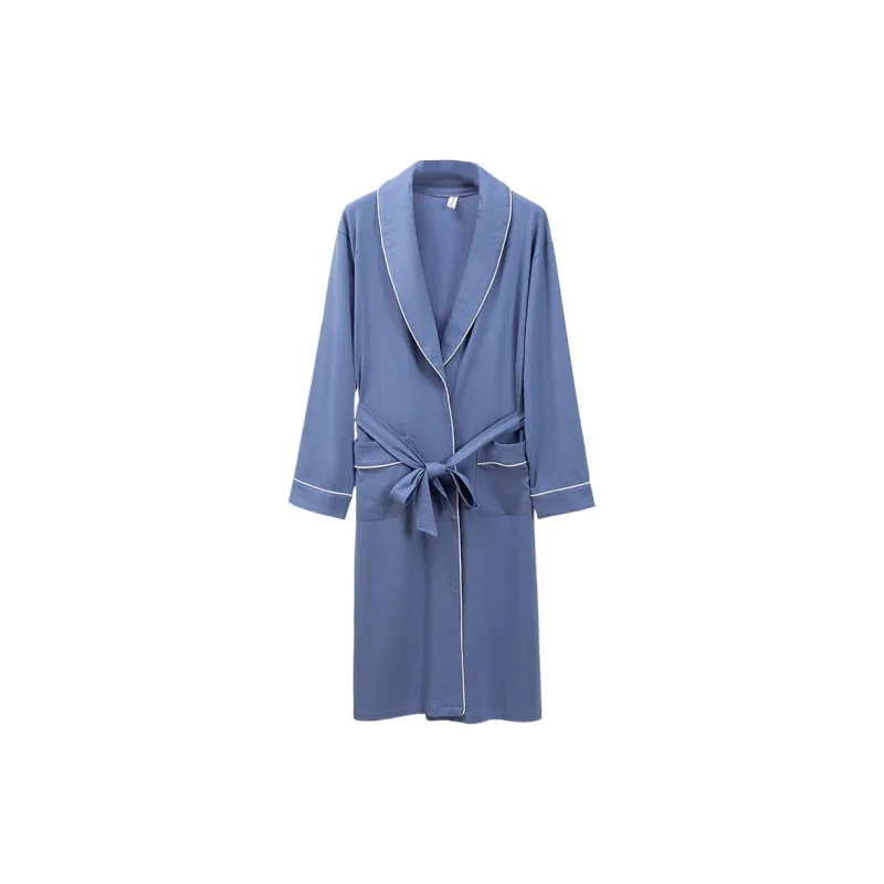 Cotton Gene Pajama Robe Men's Cerulean-0