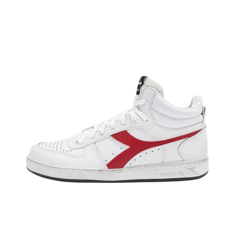 Diadora Magic Basket Anti-Slip Wear-Resistant High-Top Skateboard Shoes Men's White-0
