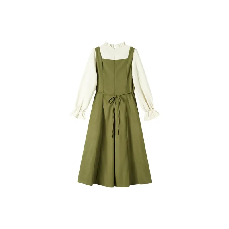 AFGGD Long-Sleeved Dresses Women's Green-1
