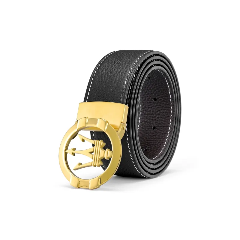 Maserati Top Grain Cow Leather Belts Men's Width 3.4cm-0