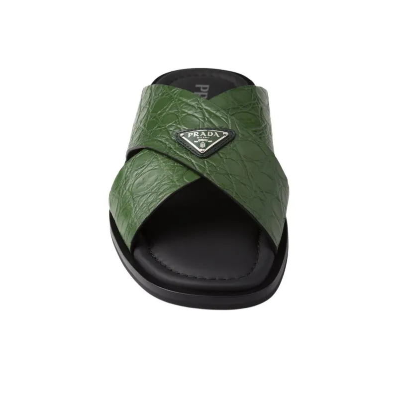 PRADA Rubber Sole Slip Resistant Slide Slippers Men's Green-5