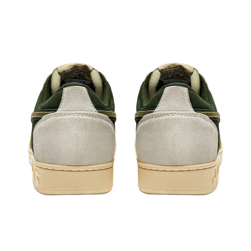 Diadora Magic Basket Anti Slip Wear Resistant Low Top Skateboard Shoes Unisex White Green-4