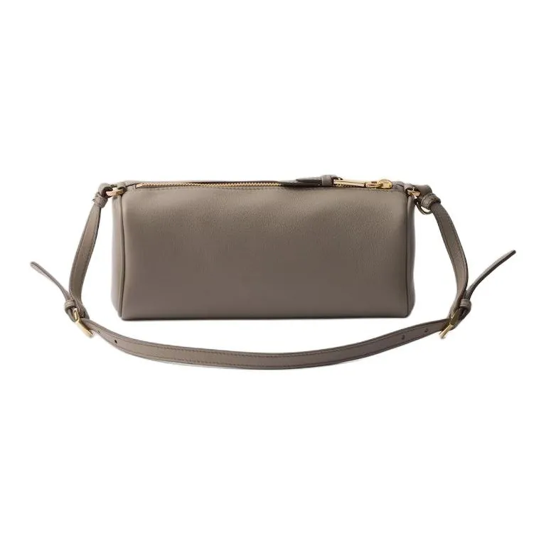 PRADA Cow Leather Shoulder Bag Women's Mud Gray-2