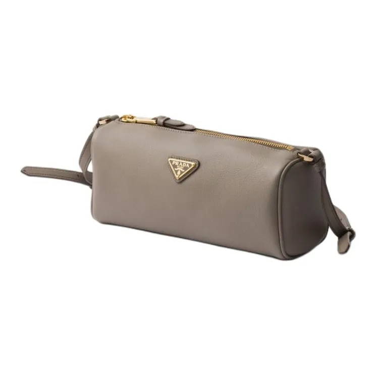 PRADA Cow Leather Shoulder Bag Women's Mud Gray-1