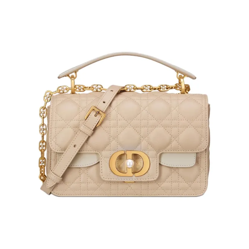 DIOR Jolie Cow Leather Shoulder Bag Crossbody Bag Handbag Small Size Women's Gray Ivory & Blush Beige-0