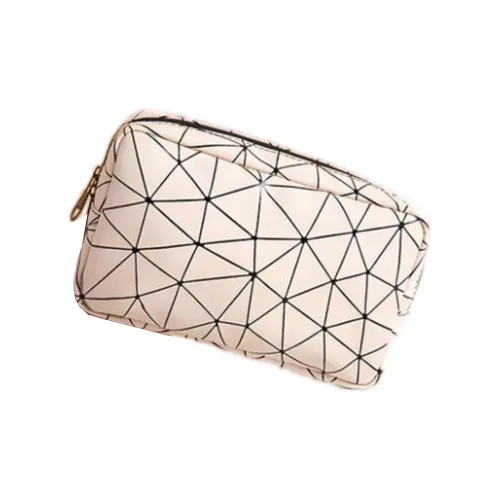 JINGLINGLONG Diamond Pattern Makeup Bag PU Waterproof Toiletry Bag Travel Portable Cosmetics Storage Bag
