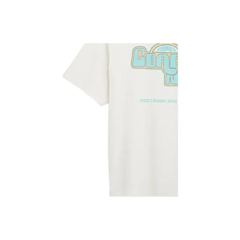 COACH Letter Print Crew Neck Short-Sleeved T-Shirt T-Shirt Men's White-4