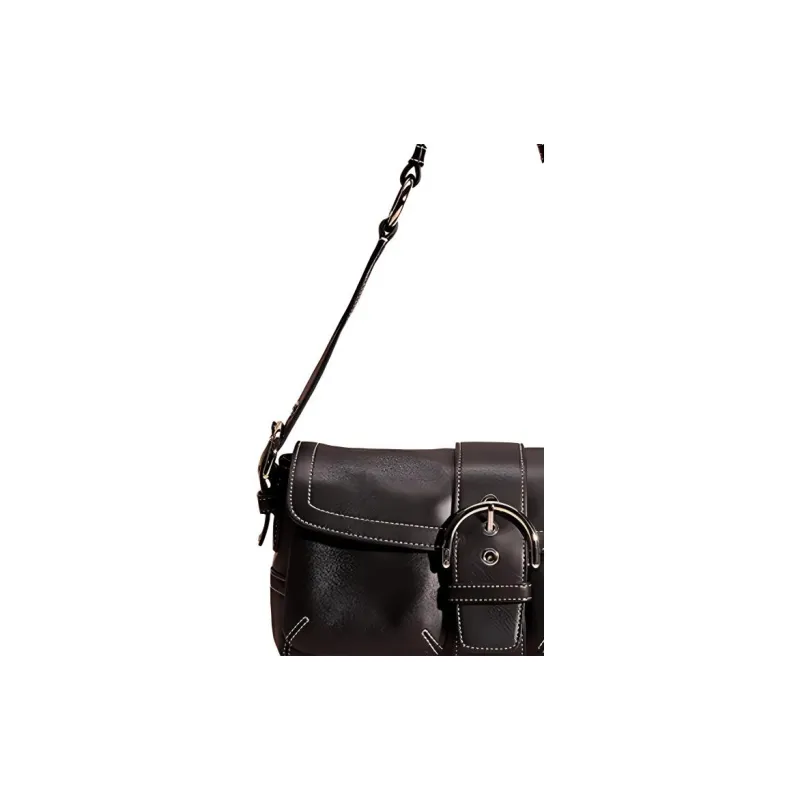 COACH Crosby Leather Crossbody Bags Shoulder Bags Large Size Women's Black-2