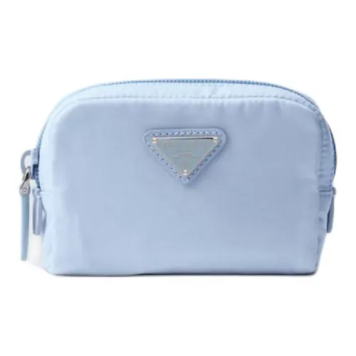 PRADA Re-Nylon Fabric Makeup Bag Women's Light Blue
