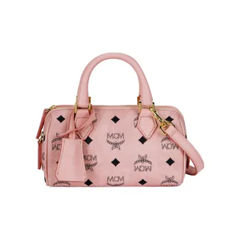MCM Visetos Canvas Boston Bag Handbag Mini Women's Pink