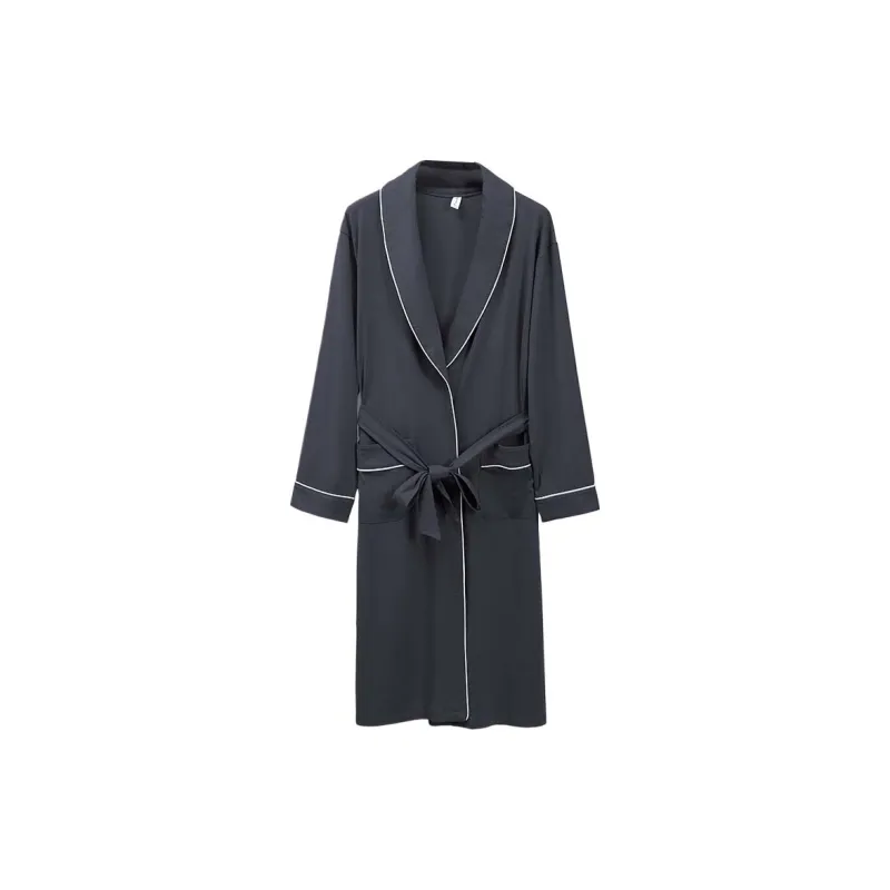Cotton Gene Pajama Robe Men's Dark Gray-0