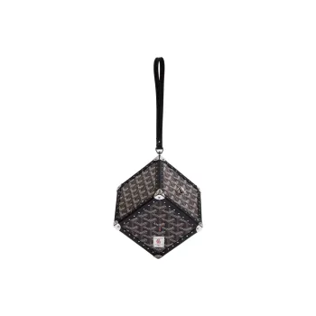 GOYARD Dé Canvas With Leather Wrist Bag Women's Black