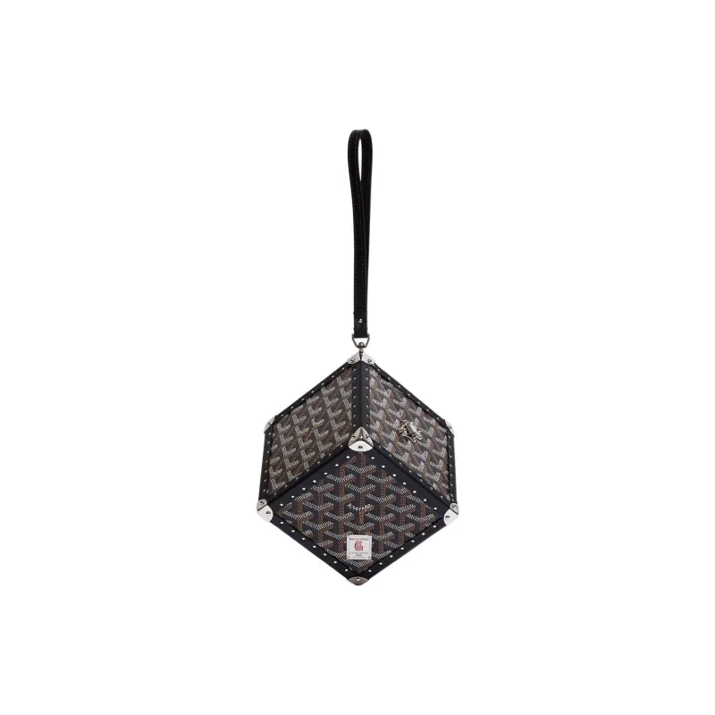 GOYARD Dé Canvas With Leather Wrist Bag Women's Black-0