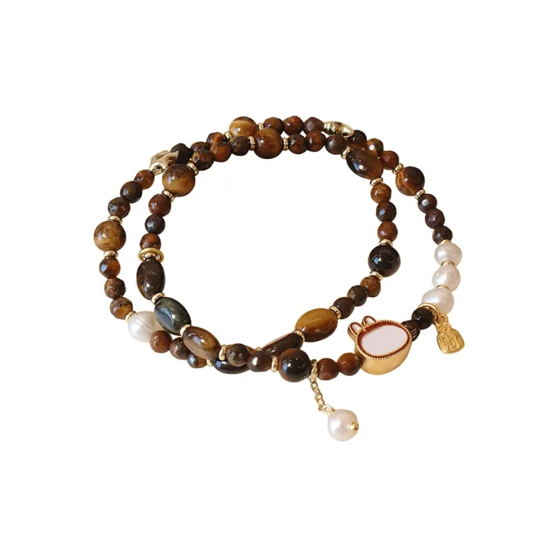 FR Tiger's Eye Stone Jade Bracelets Women's-6