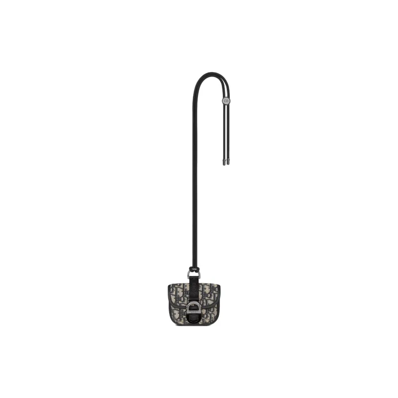 DIOR 8 Cotton With Technical Fabric Earphone Case Unisex Beige & Black-3