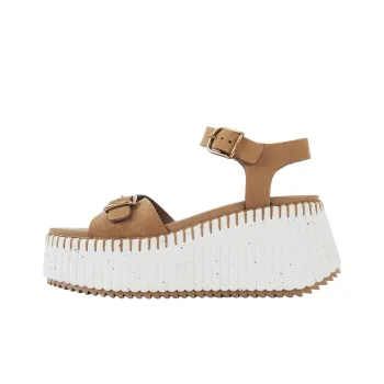 Chloe Nama Strap Sandals 8cm Women's Brown