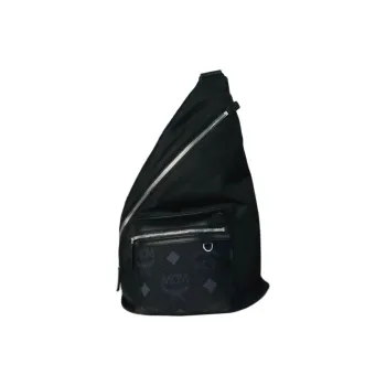 MCM Aren Recycled Nylon Sling Bag Medium Size Men's Black