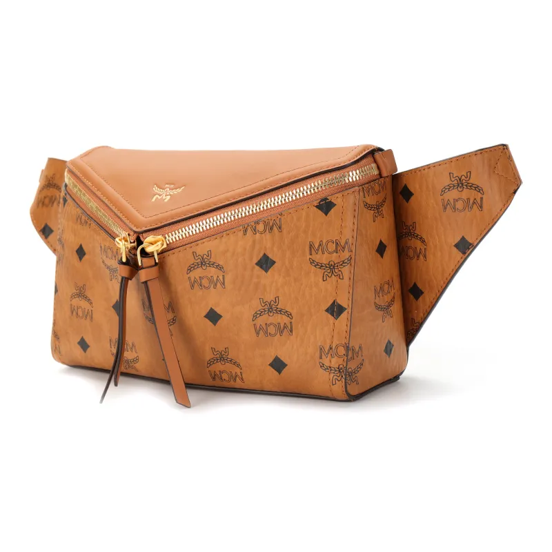 MCM Canvas Fanny Pack Trumpets Women's Cognac-1