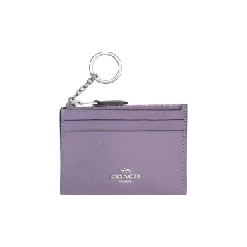 COACH Mini Id Skinny Cross-Stitch Leather Body Card Holder Mini Women's Silver & Light Purple