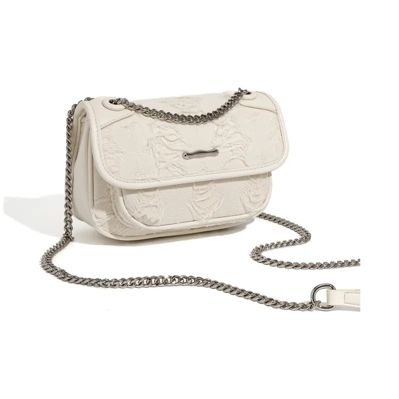 BOBDOG PU Laminated Textile Shoulder Bag Crossbody Bag Women's Ecru/Pink-3
