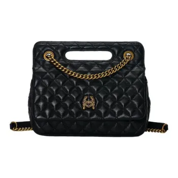 Laurence & Chico Top Grain Cow Leather Portable Crossbody Bag Shoulder Bag Medium Size Women's Black