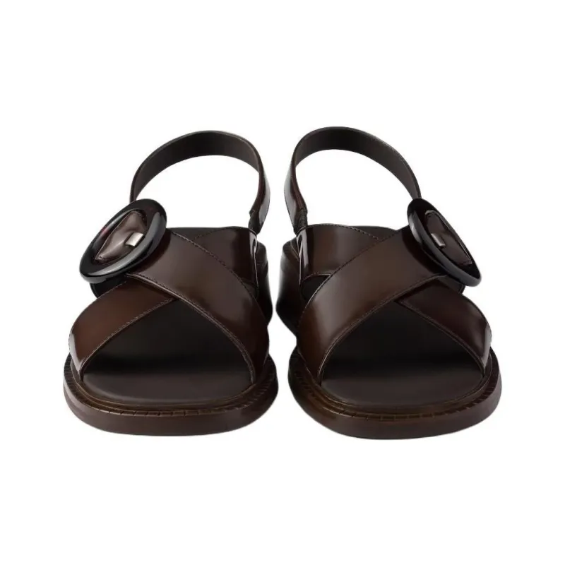 PRADA One Strap Sandals 3.5cm Women's Umber-4