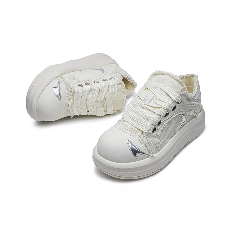 ESTEE GEEA Coverage Cushioning Abrasion Resistant Height Increasing Low Top Skateboard Shoes Unisex White-3