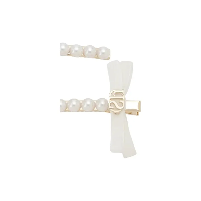 SNIDEL Alloy Iron Artificial Pearl Polyamide Hair Clips Unisex White-1