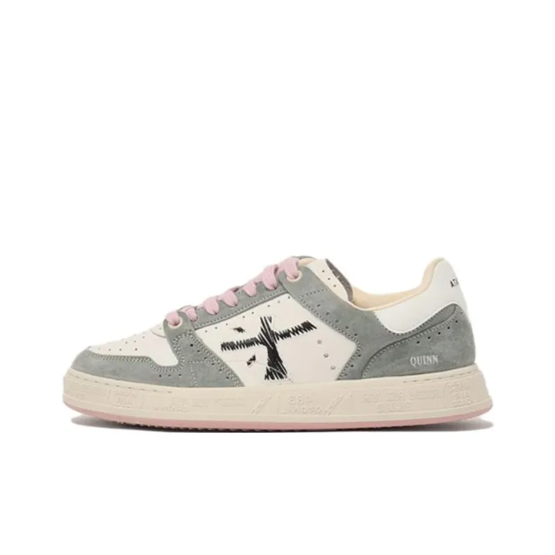 PREMIATA Quinnd Low Top Skateboard Shoes Women's White Gray-0
