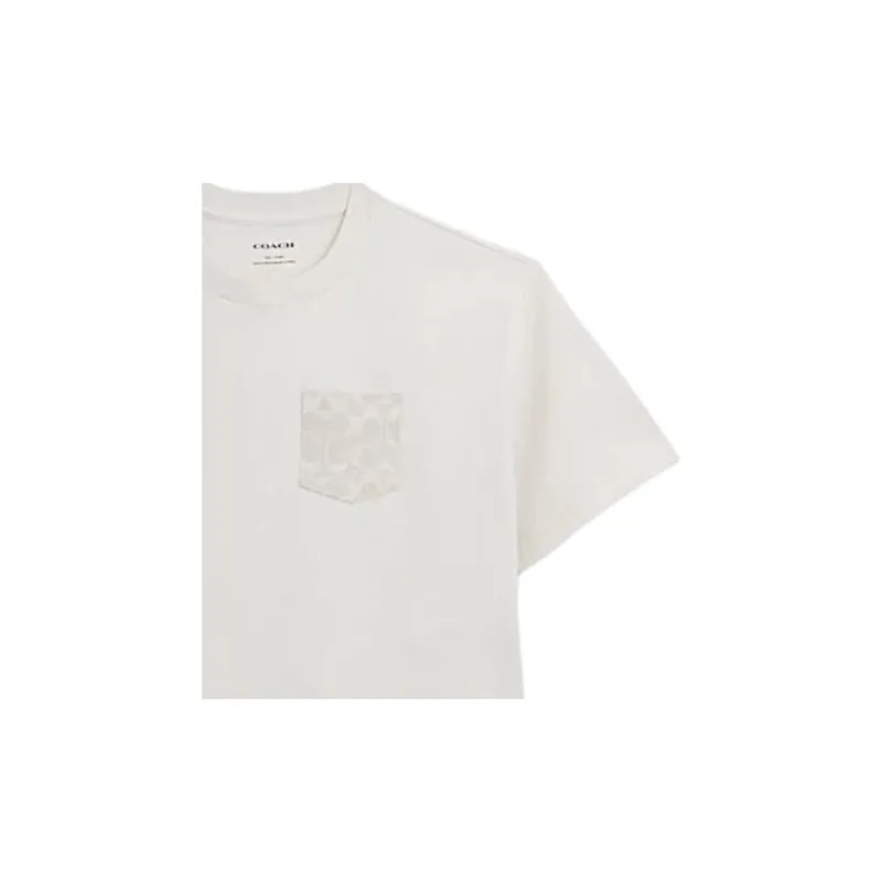 COACH Solid Color Crew Neck Pullover Cropped Short Sleeved T Shirt Women's White-4