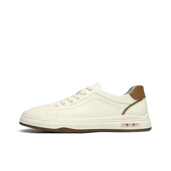 CROWN Anti Slip And Wear Resistant Lightweight Low Top Skateboard Shoes Men's White Apricot