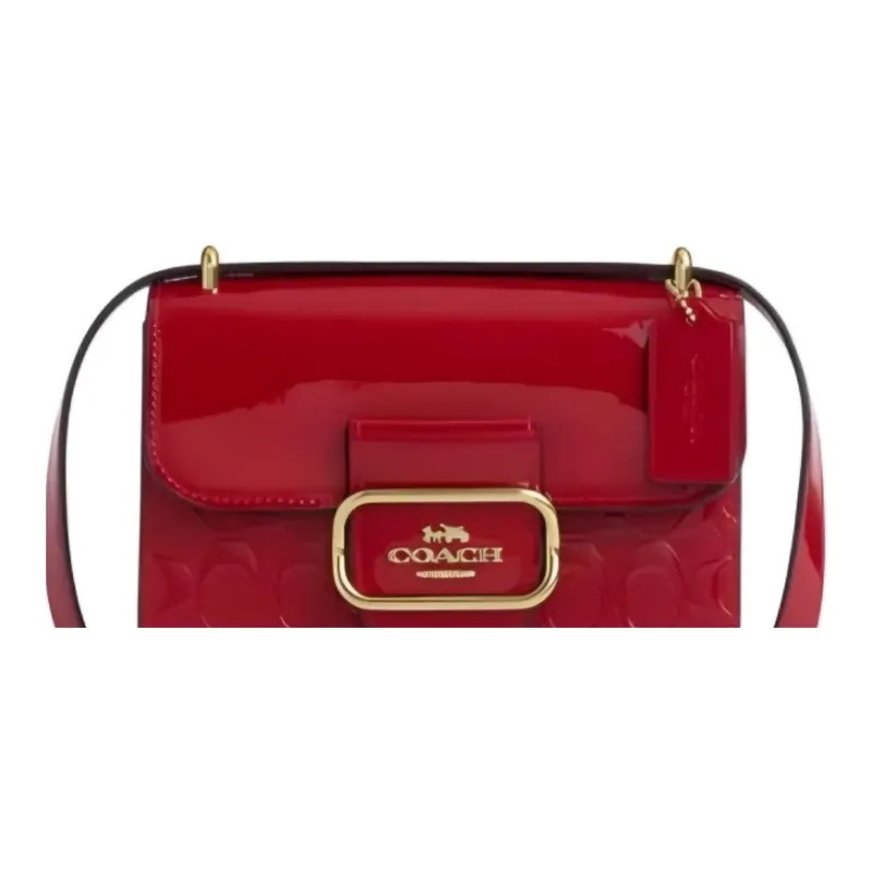 COACH Morgan Cow Leather Handbag, Shoulder Bag Trumpets Women's Red-4